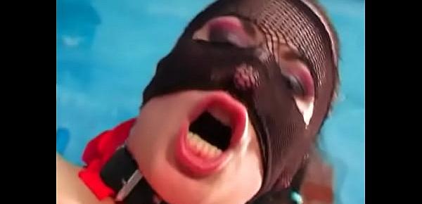  Horny bitch in a mask Anna screams as her slave fist fucks her anal hole
